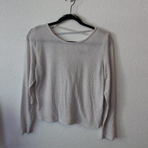 White Sweater with Cutout CrissCross Back